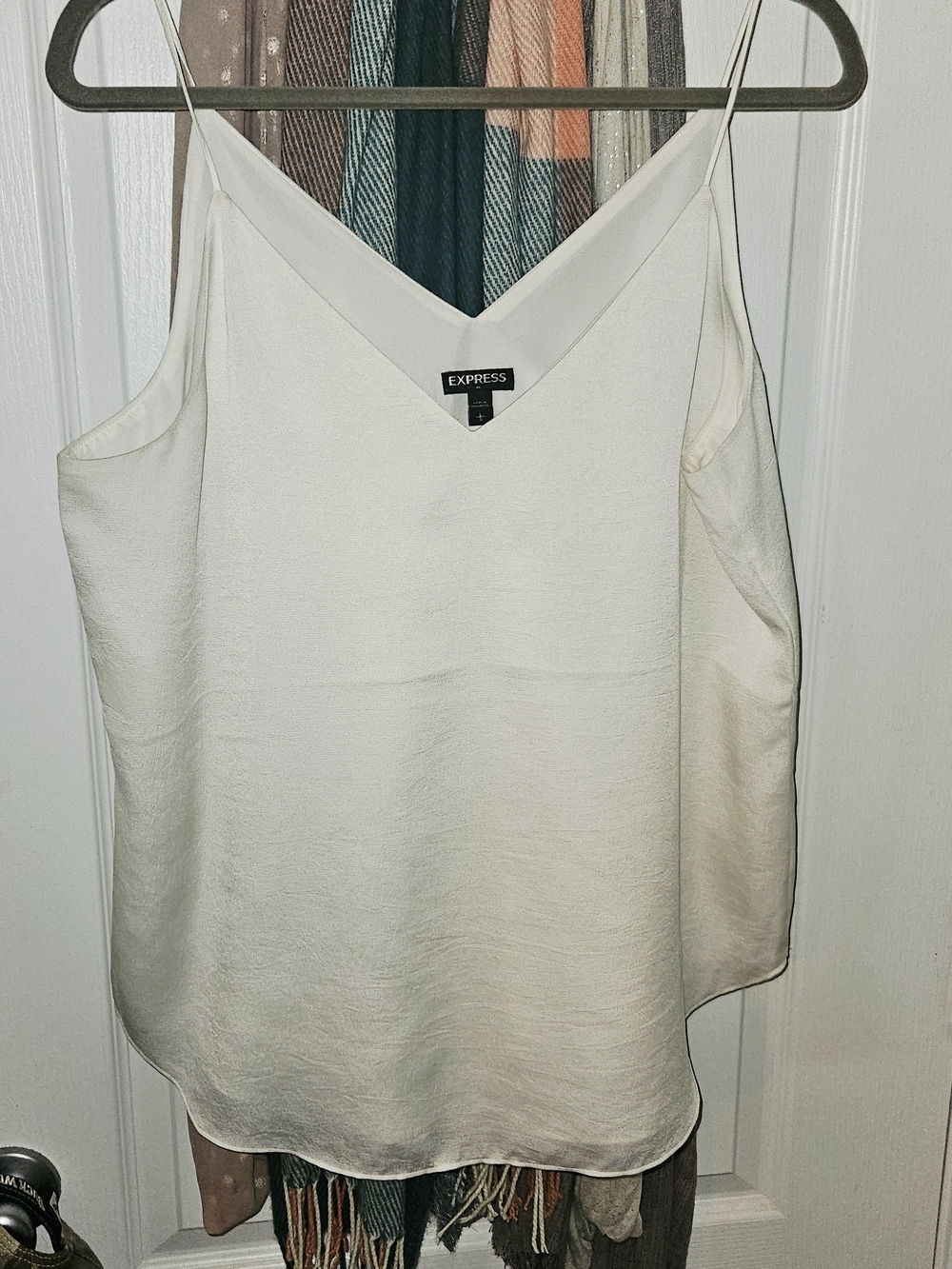 Express White/Cream V-Neck Satin Camisole